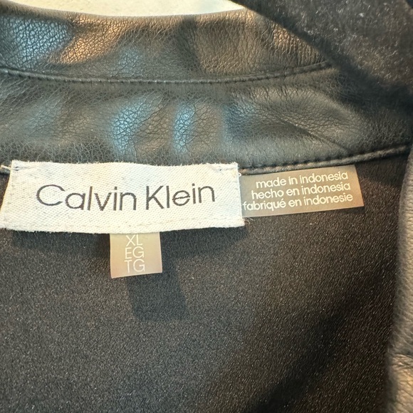 Calvin Klein Faux Leather Shacket Jacket - Picture 3 of 8
